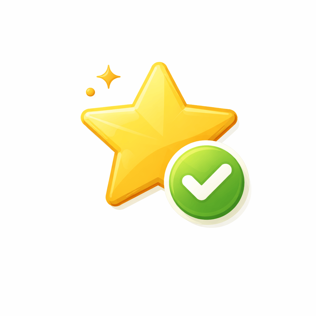 Generated with AI and Author: Star with completion symbol