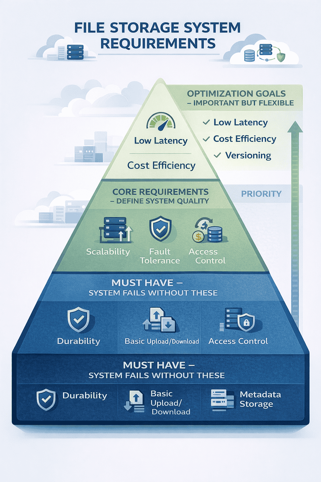 Generated with AI and Author: Pyramid showing requirement priorities from must-have to nice-to-have
