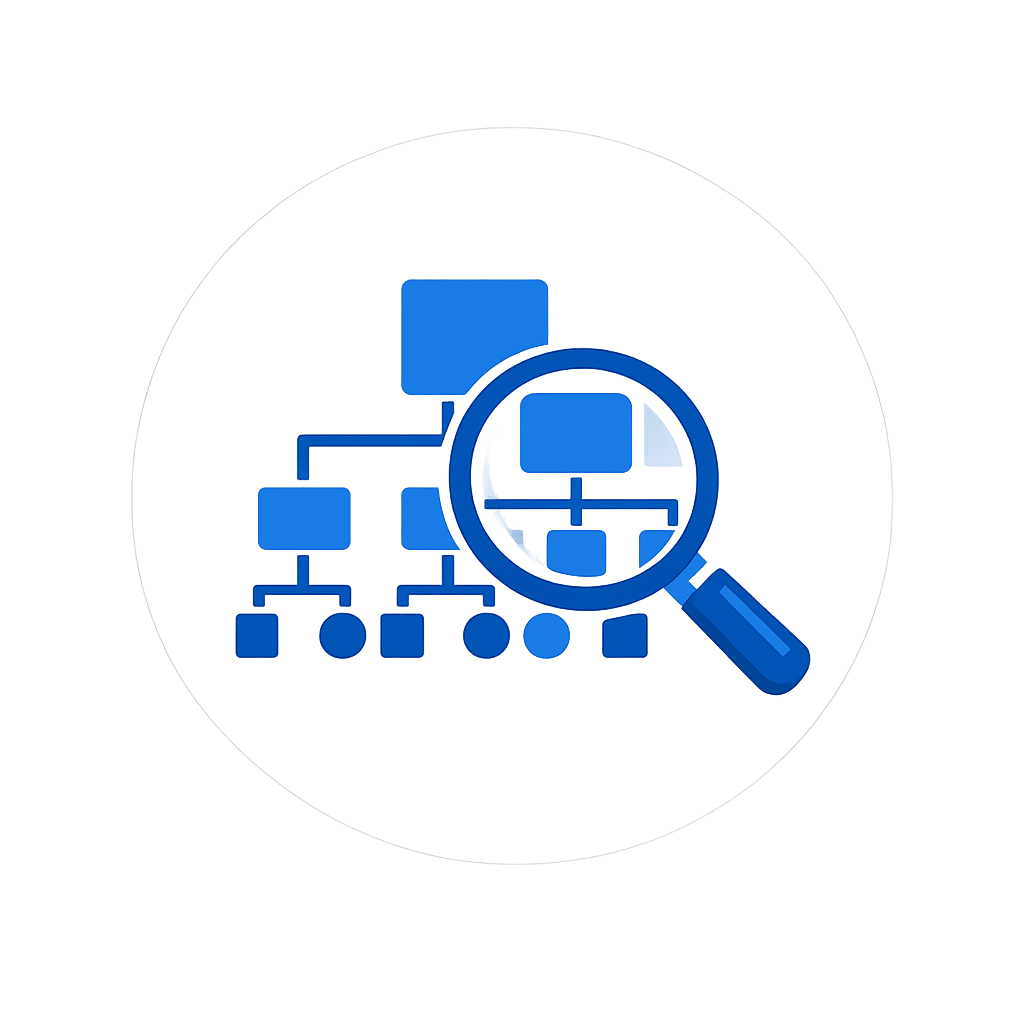 Generated with AI and Author: Magnifying glass examining code symbol in vector style