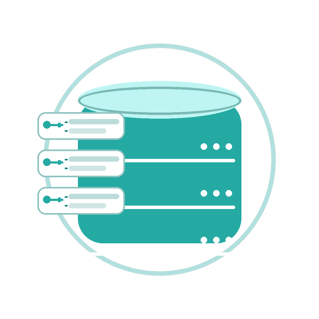 Generated with AI and Author: Database storage symbol with data tables