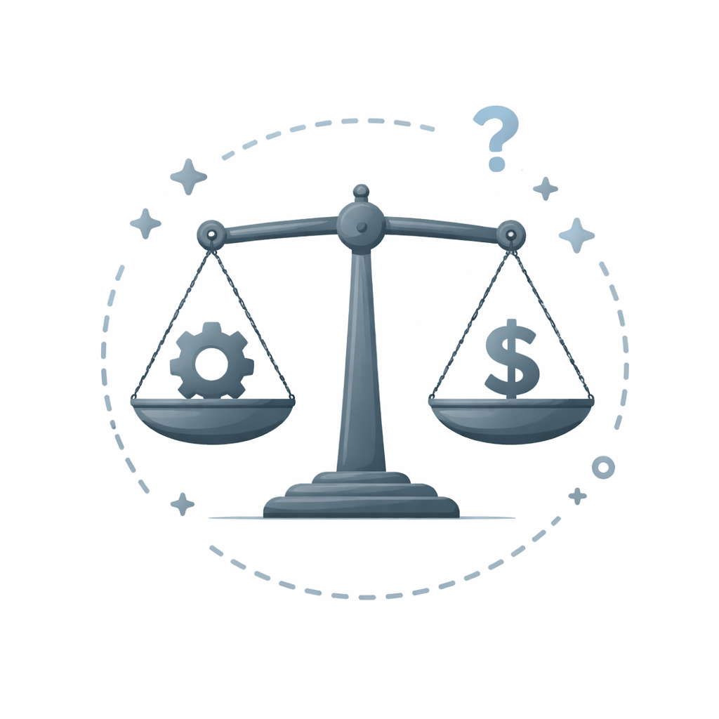 Generated with AI and Author: Balance scale symbol for trade-offs