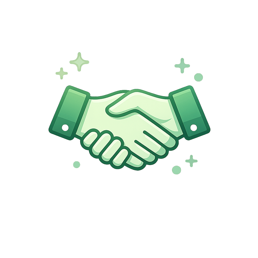 Generated with AI and Author: Handshake symbol for interview closing