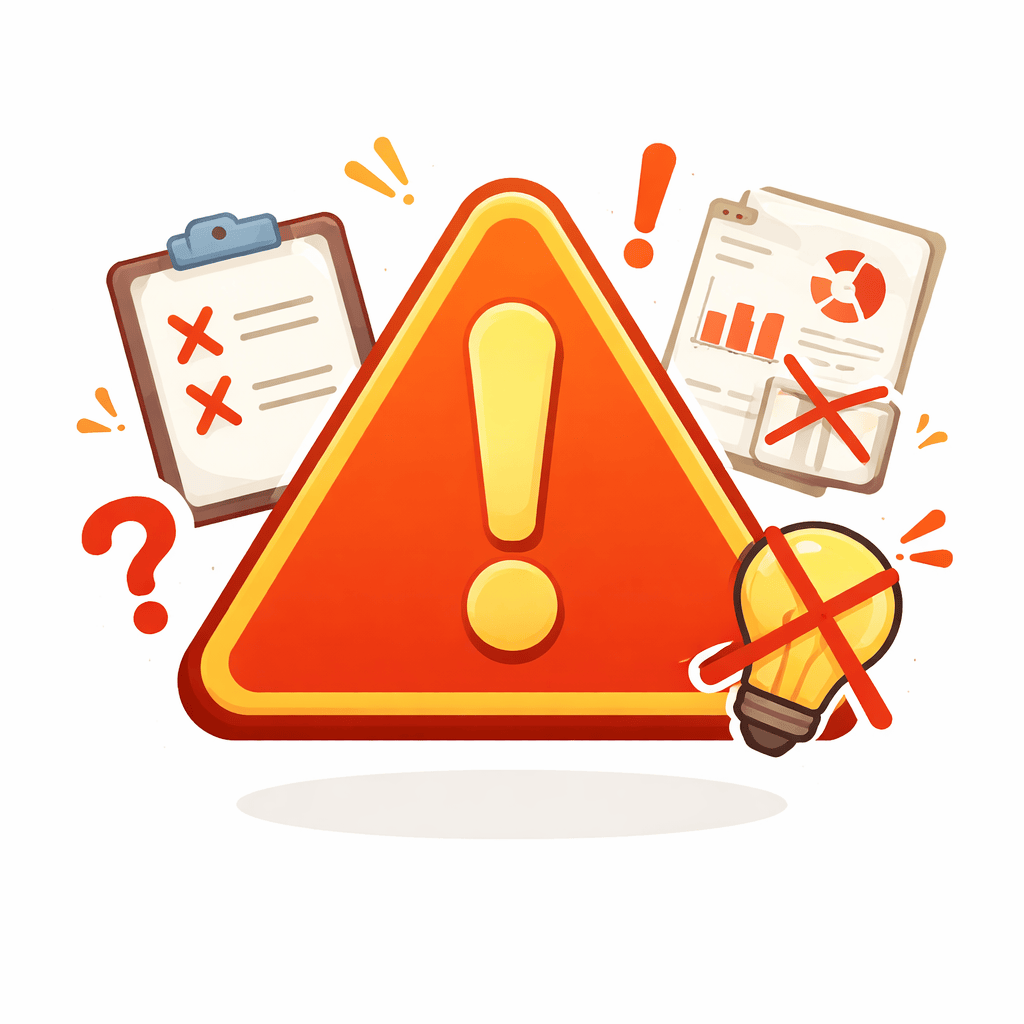 Generated with AI and Author: Warning sign with common mistakes symbol