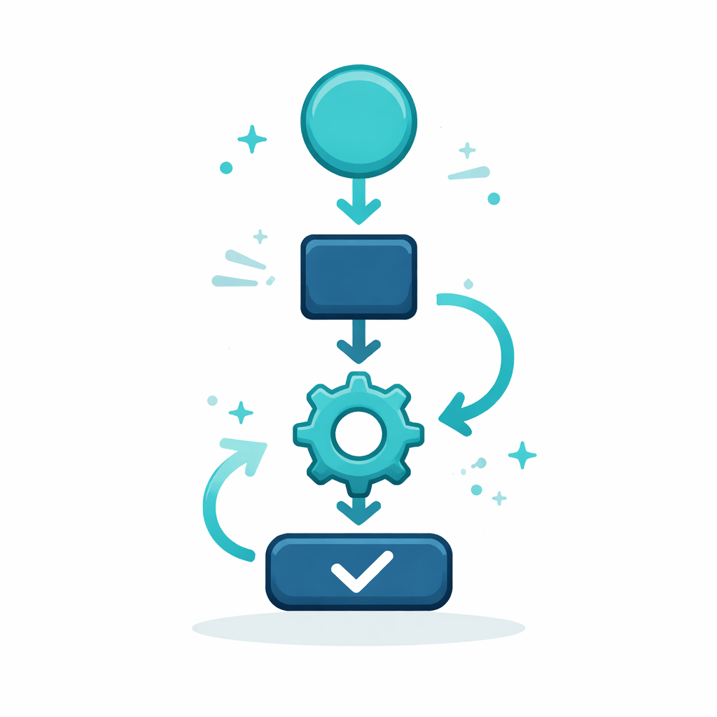 Generated with AI and Author: Step-by-step process flowchart symbol