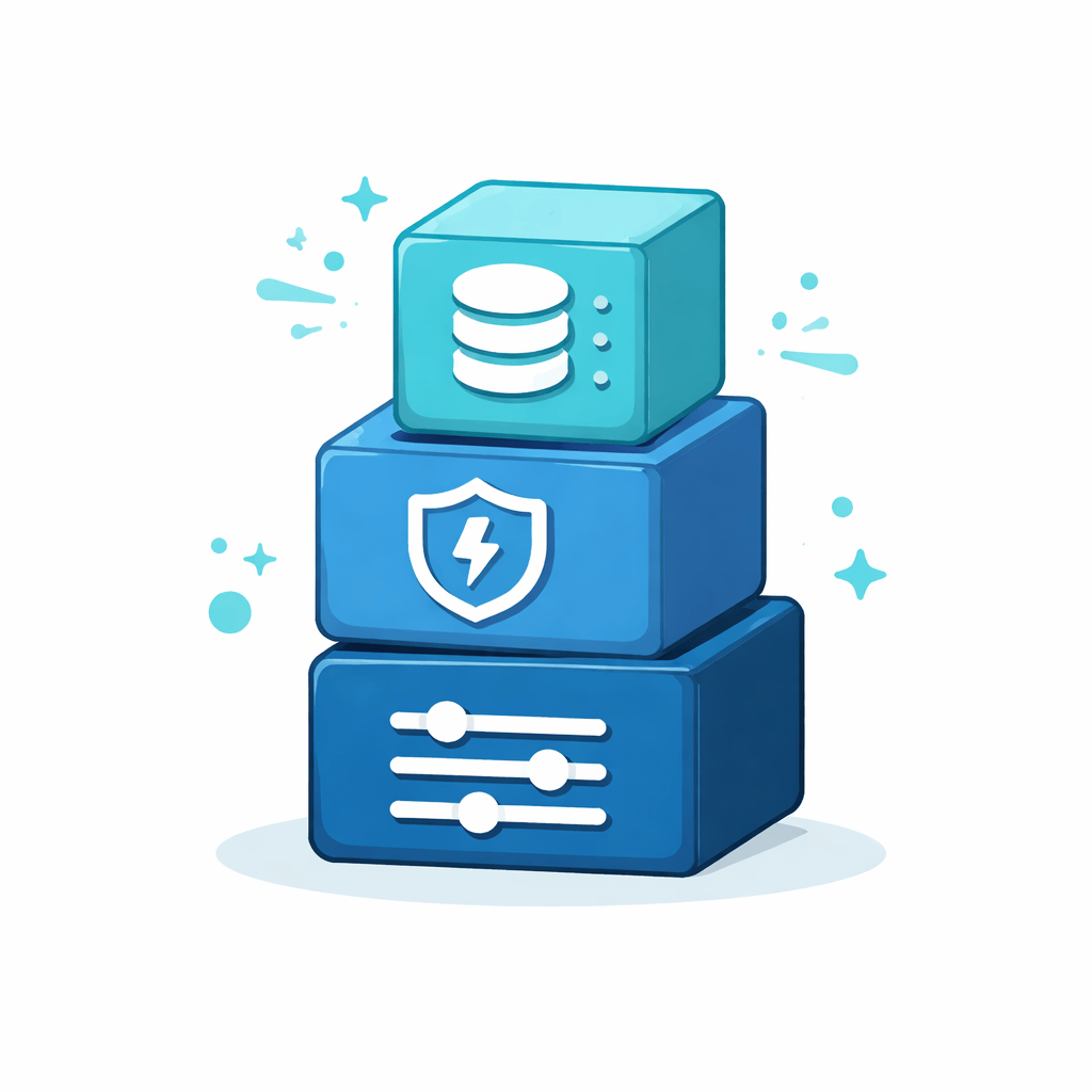 Generated with AI and Author: Building blocks representing system components