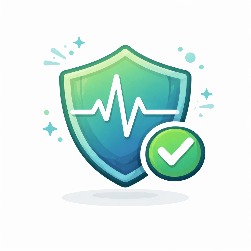 Generated with AI and Author: Shield with uptime monitoring symbol