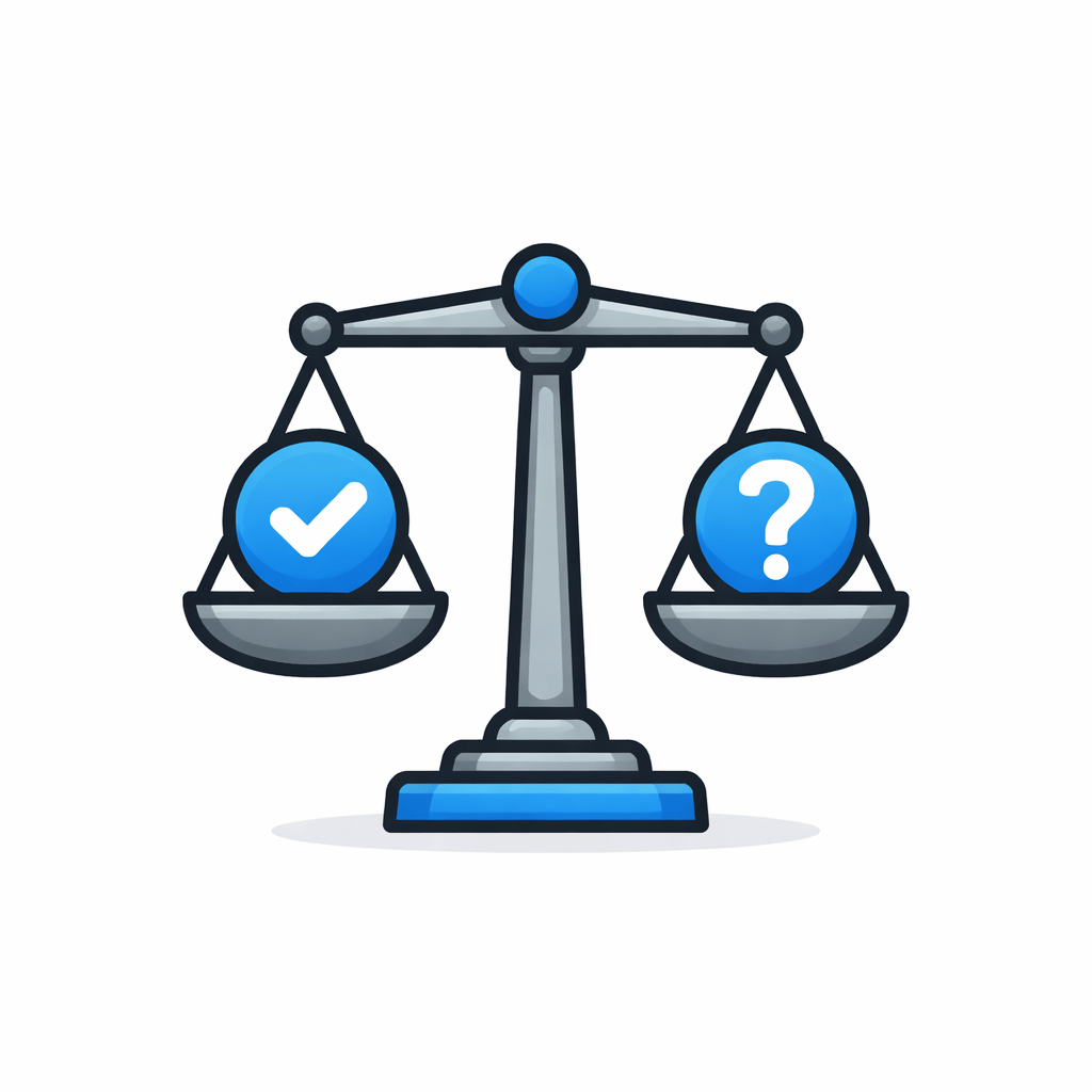 Generated with AI and Author: Balance scale weighing two options