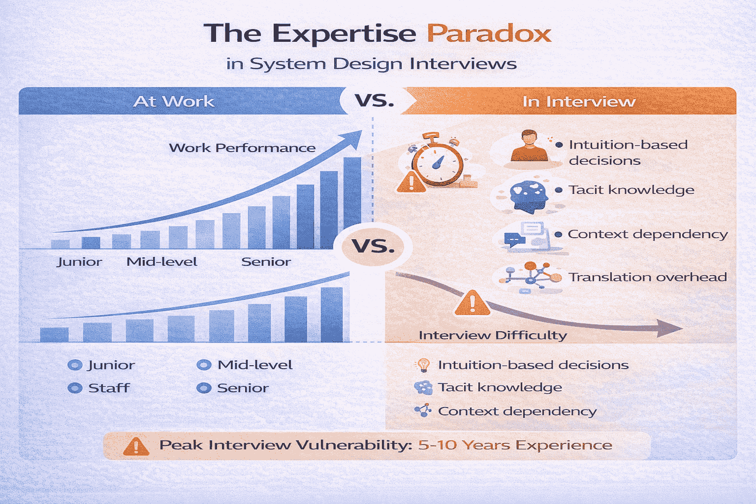 Generated with AI and Author: Diagram showing how increased expertise can lead to greater interview difficulty