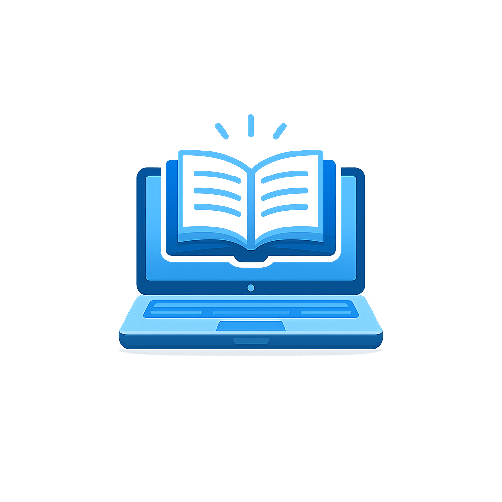 Generated with AI and Author: Book and laptop symbol