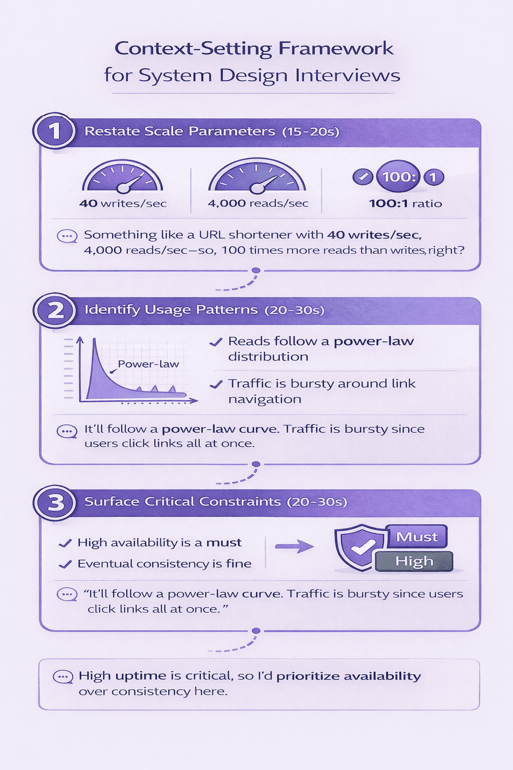 Generated with AI and Author: Visual framework showing three-part context setting with scale parameters, usage patterns, and critical constraints, each with example statements