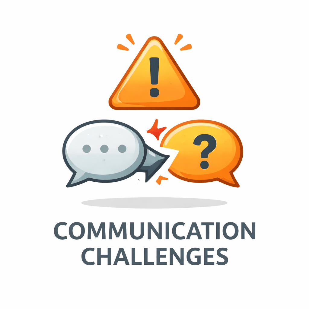 Generated with AI and Author: Warning triangle symbol representing communication challenges
