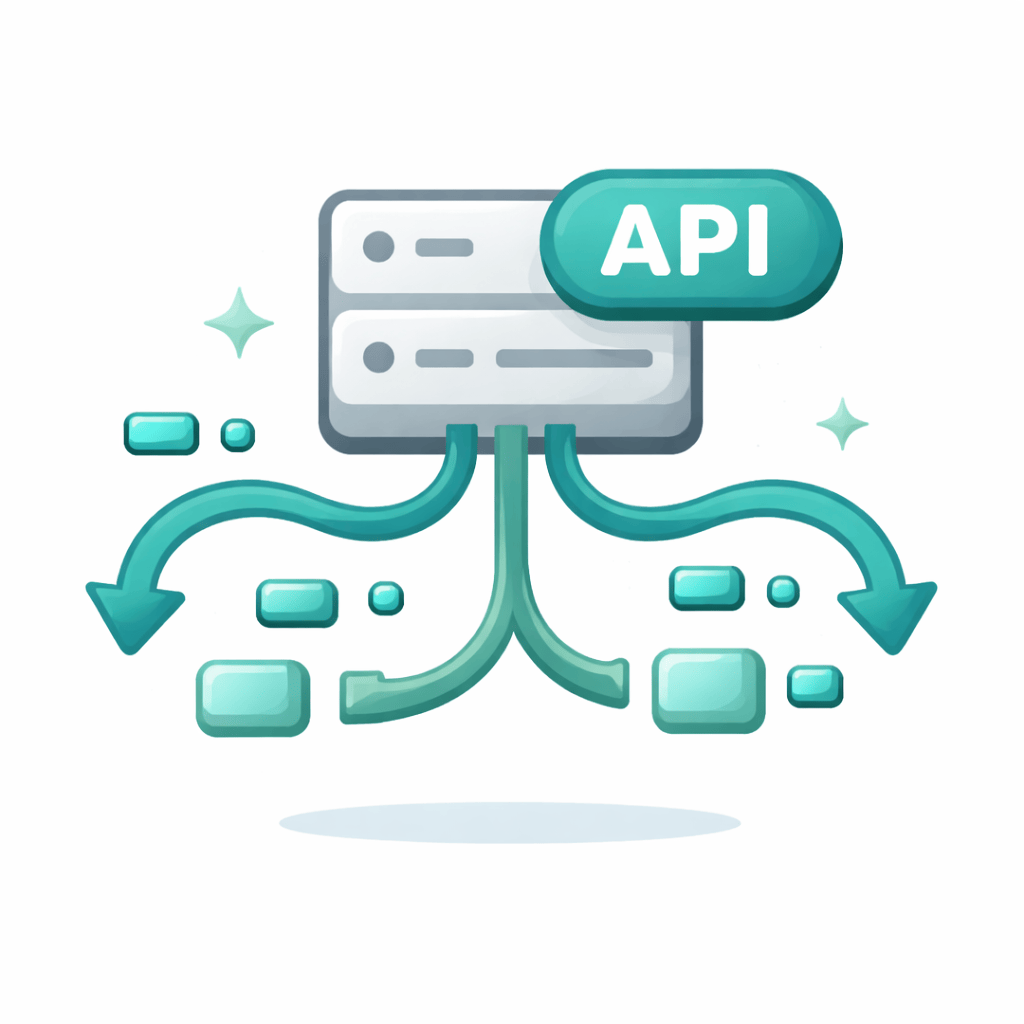 Generated with AI and Author: API endpoint and data flow symbol