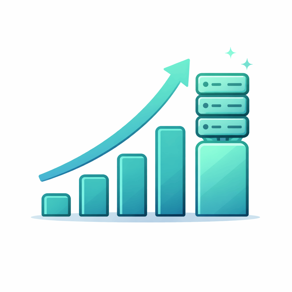 Generated with AI and Author: Growth chart and server cluster symbol