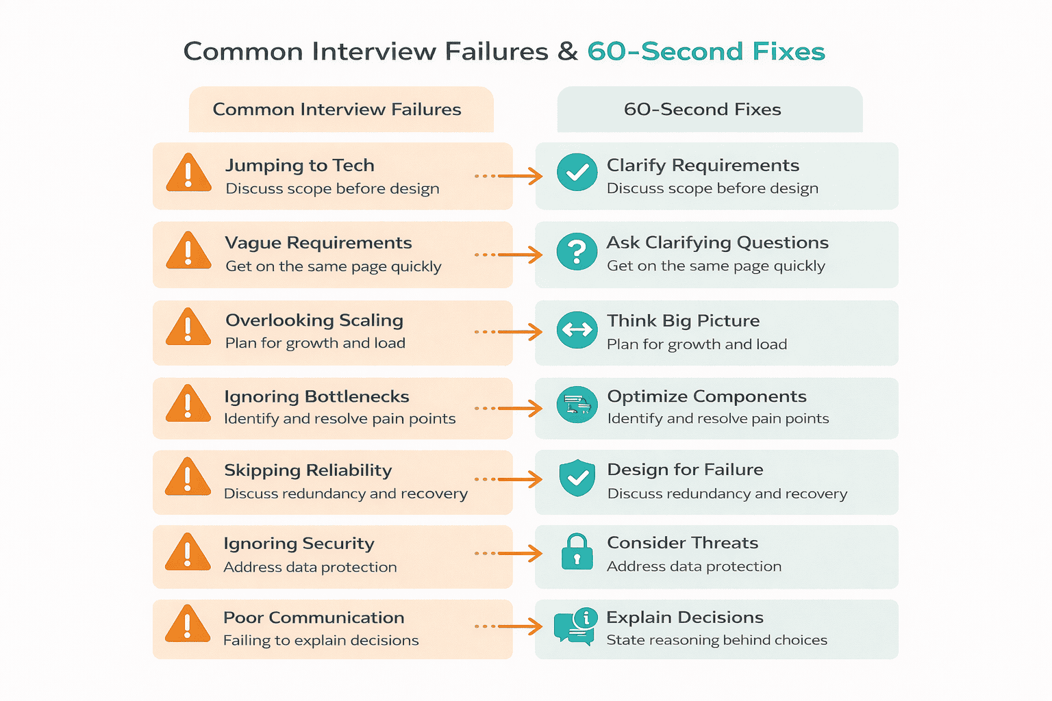 Generated with AI and Author: Visual guide showing seven common failure modes and their 60-second fixes