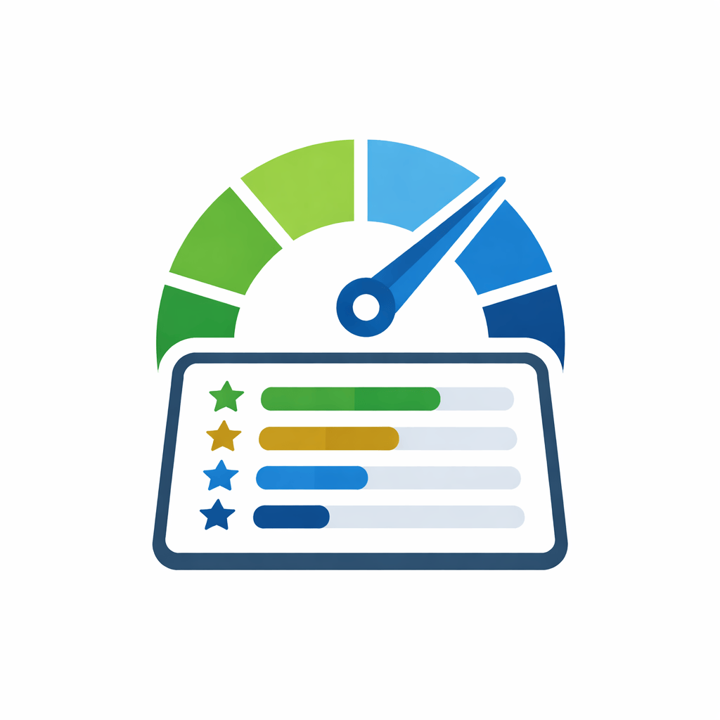 Generated with AI and Author: Scorecard or rating meter symbol