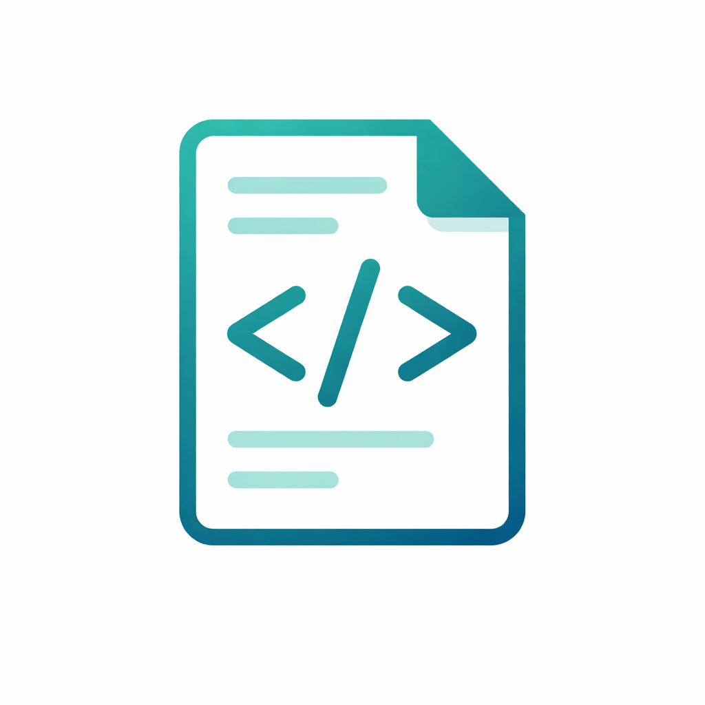 Generated with AI and Author: Document with code brackets symbol