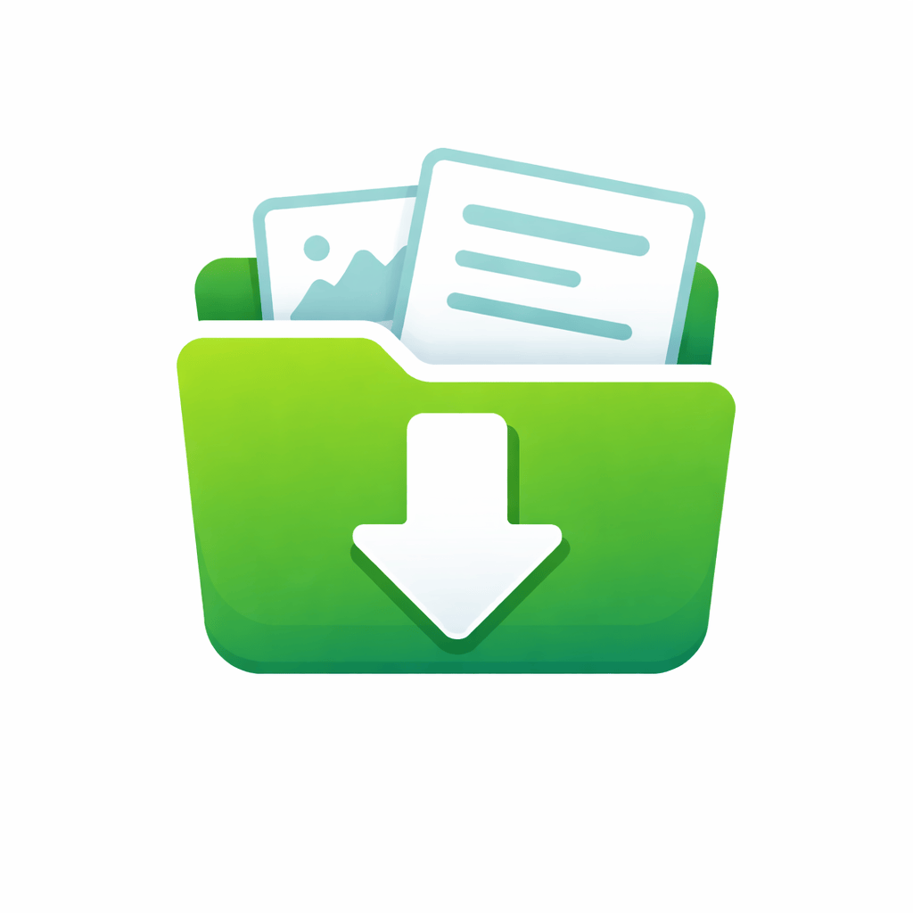 Generated with AI and Author: Download folder with documents symbol