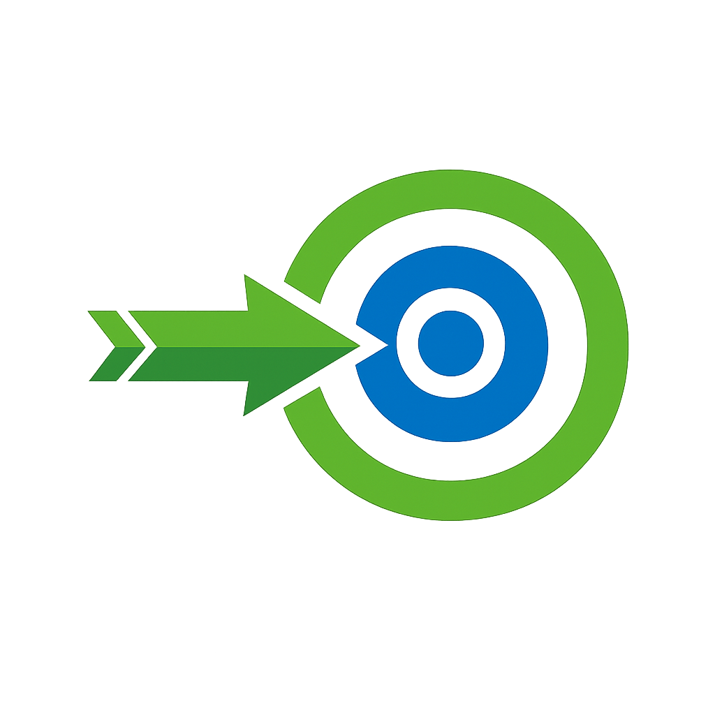 Generated with AI and Author: Arrow pointing forward with target symbol