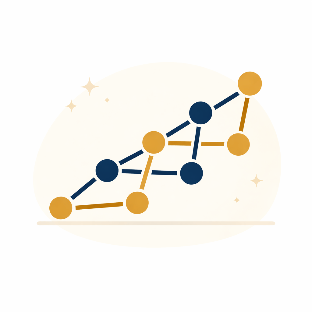 Generated with AI and Author: Seven connected steps forming a framework diagram
