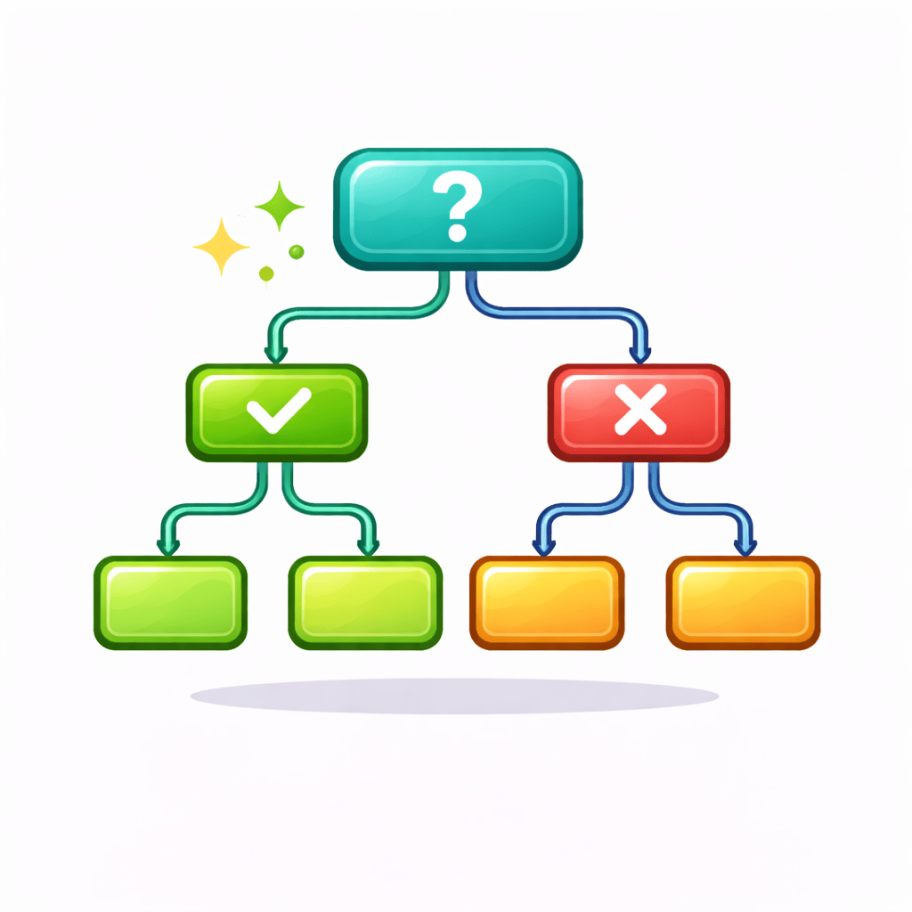 Generated with AI and Author: Decision tree flowchart symbol