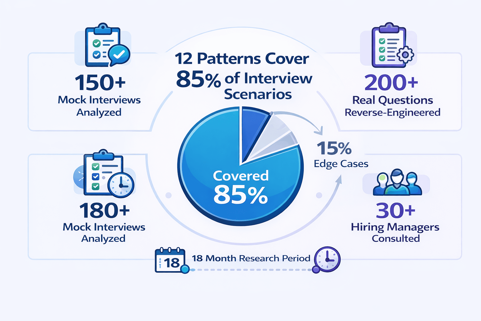 Generated with AI and Author: Infographic showing 12 patterns covering 85% of interview scenarios