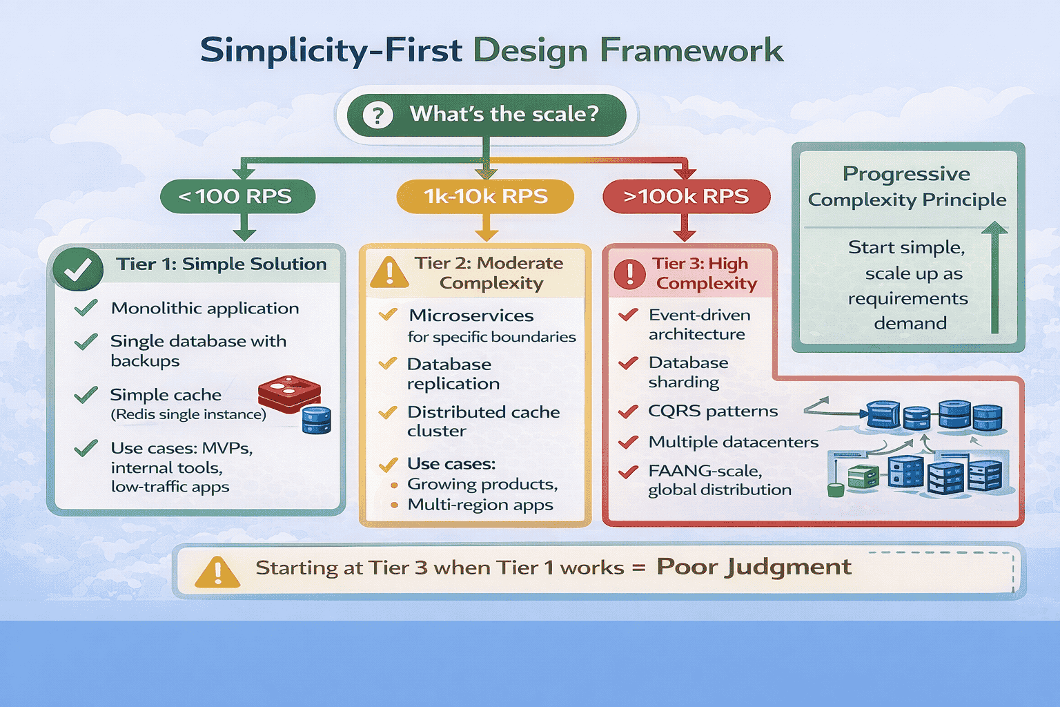 Generated with AI and Author: Decision tree showing when to apply different complexity tiers based on requirements