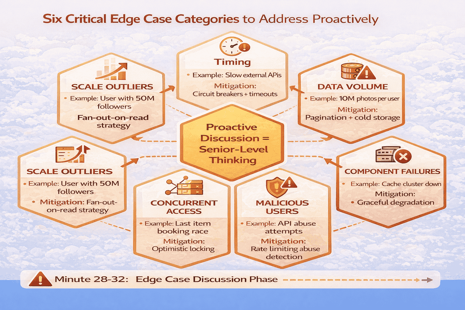 Generated with AI and Author: Visual framework showing six edge case categories with examples and mitigations