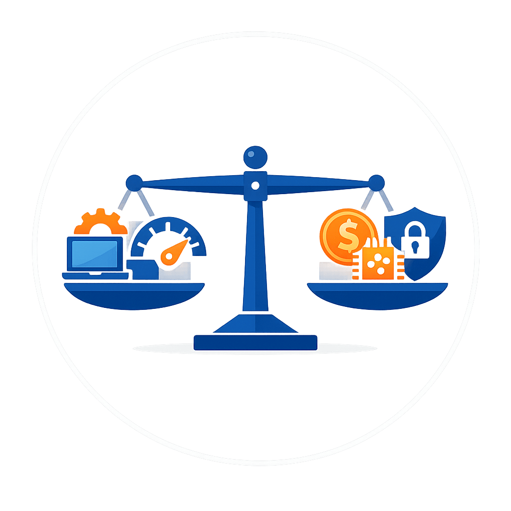 Generated with AI and Author: Balance scale with architectural elements