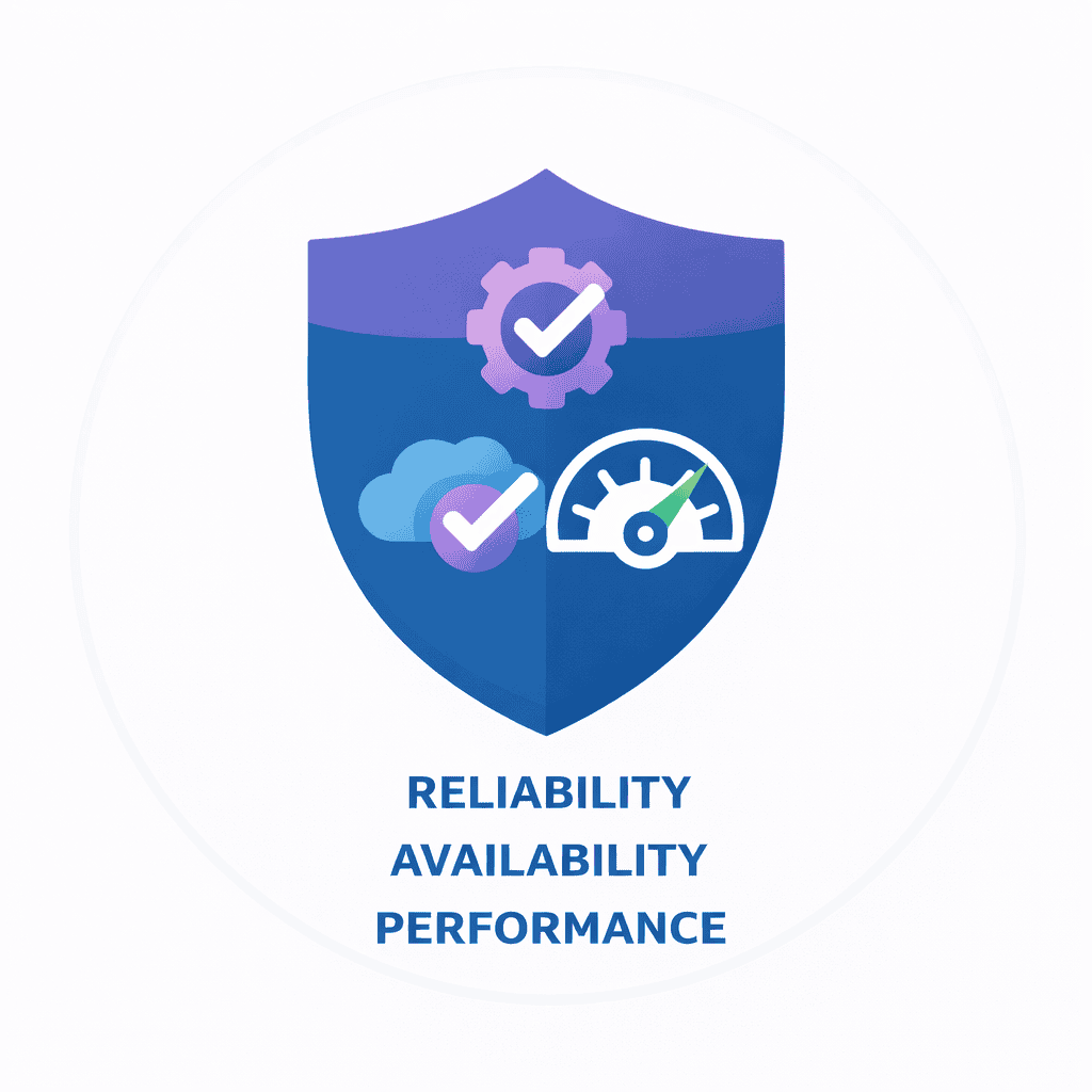 Generated with AI and Author: Shield with checkmarks representing system qualities