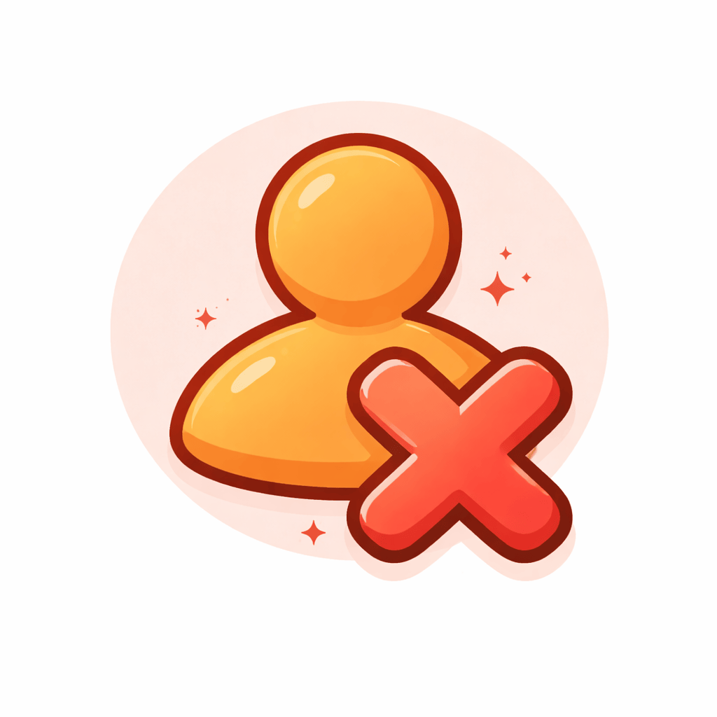 Generated with AI and Author: X mark over person symbol