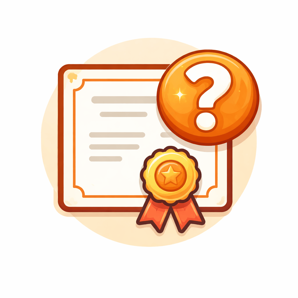Generated with AI and Author: Certificate with question mark symbol