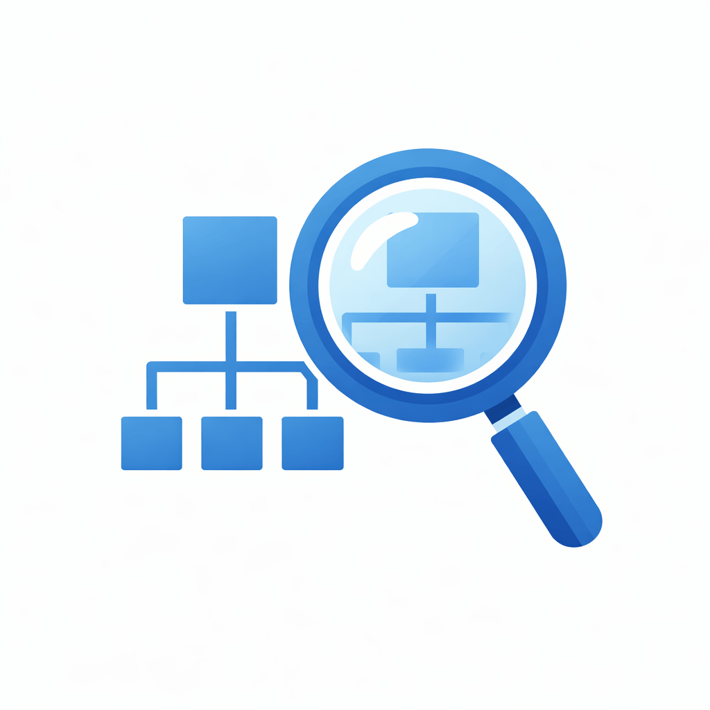 Generated with AI and Author: Magnifying glass examining systems