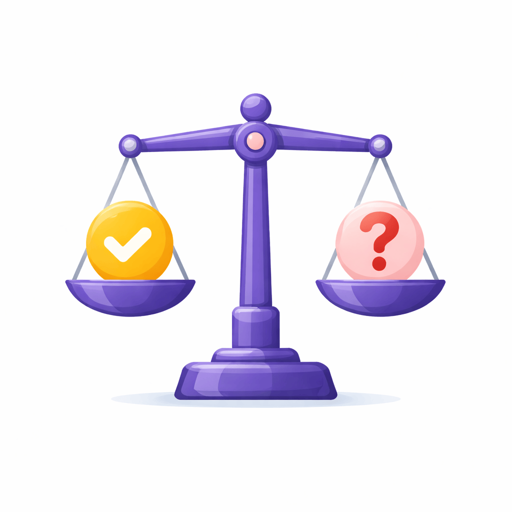 Generated with AI and Author: Balance scales comparing options