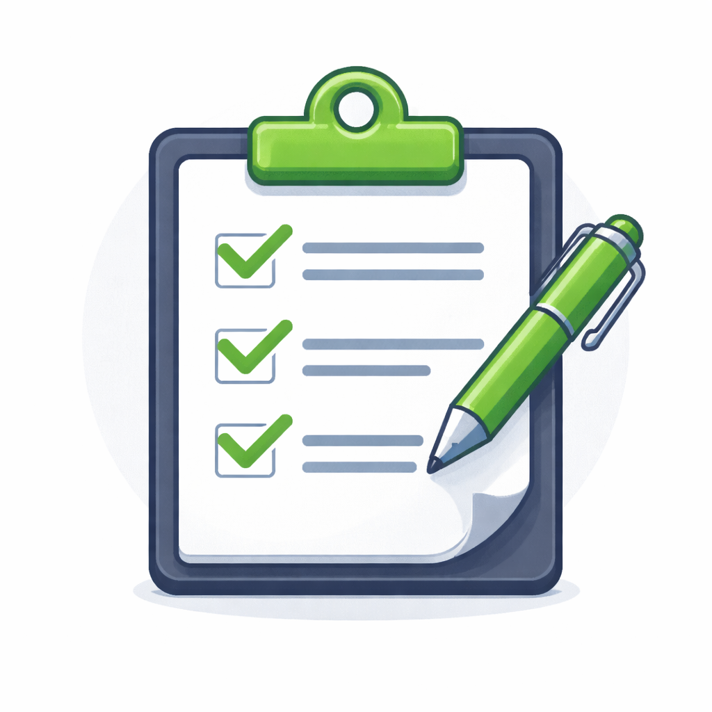 Generated with AI and Author: Evaluation checklist symbol